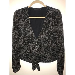 Abercrombie tie-front leopard blouse